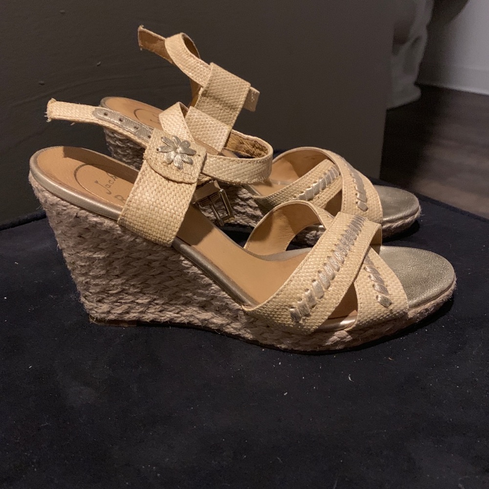 Jack Rogers Tan/Gold Wedges